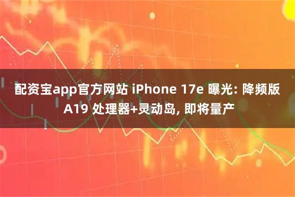 配资宝app官方网站 iPhone 17e 曝光: 降频版 A19 处理器+灵动岛, 即将量产